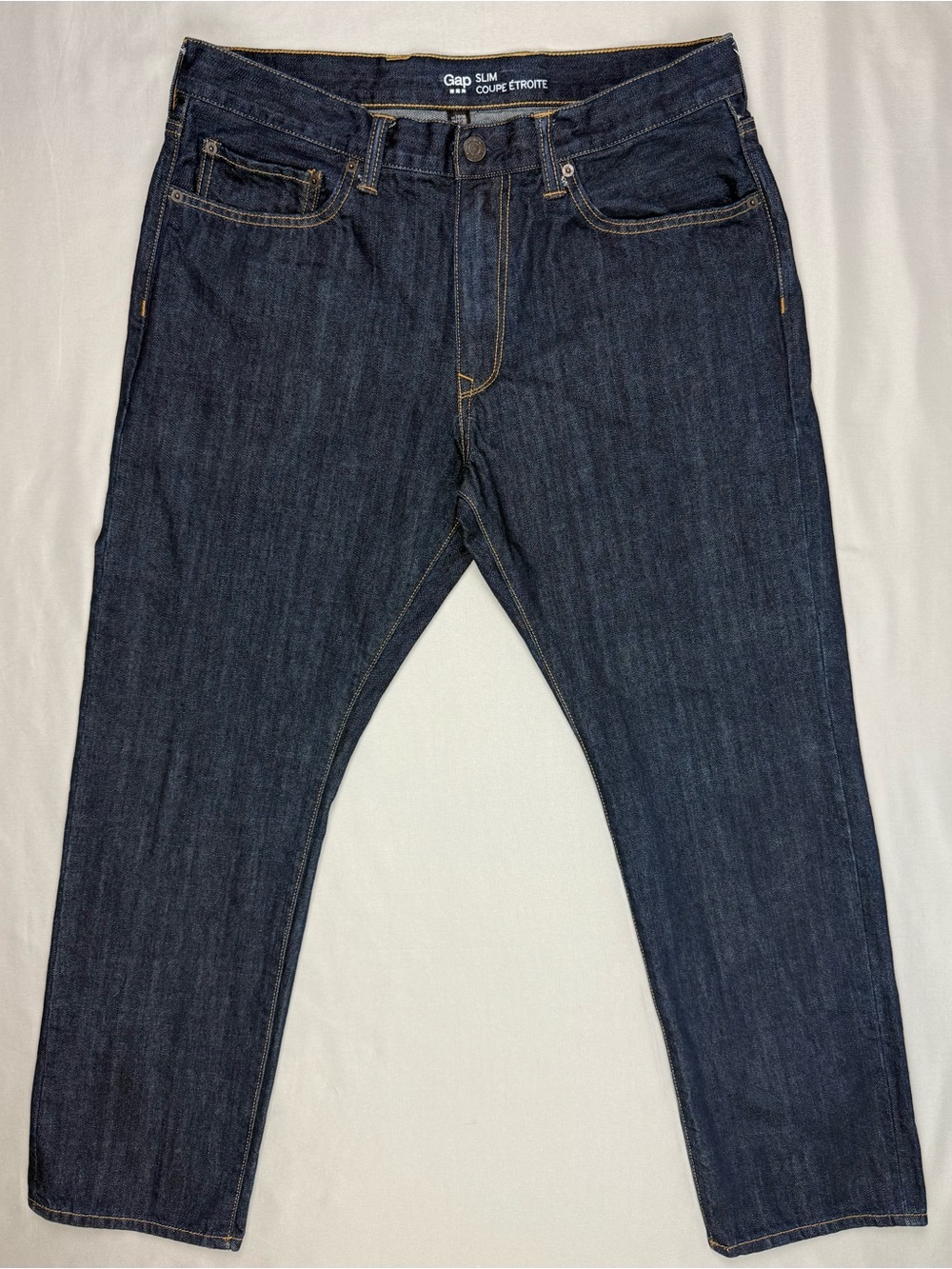 Gap Mens 2017 Slim Fit Jeans 36 x 29 Dark Blue Rinsed Denim A1